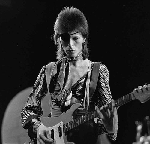 David Bowie shooting his video for Rebel Rebel
