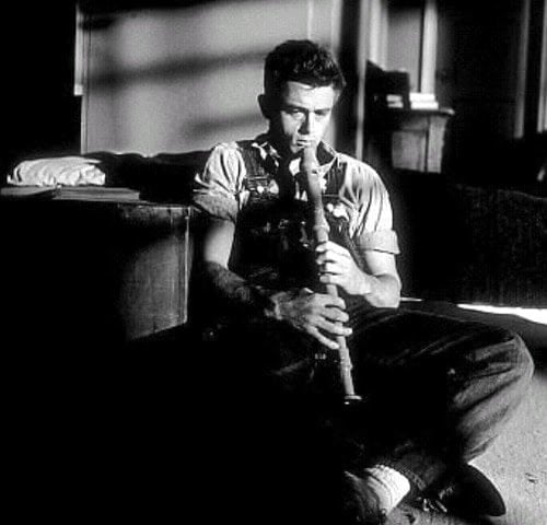 James Dean on the set of East Of Eden in 1954