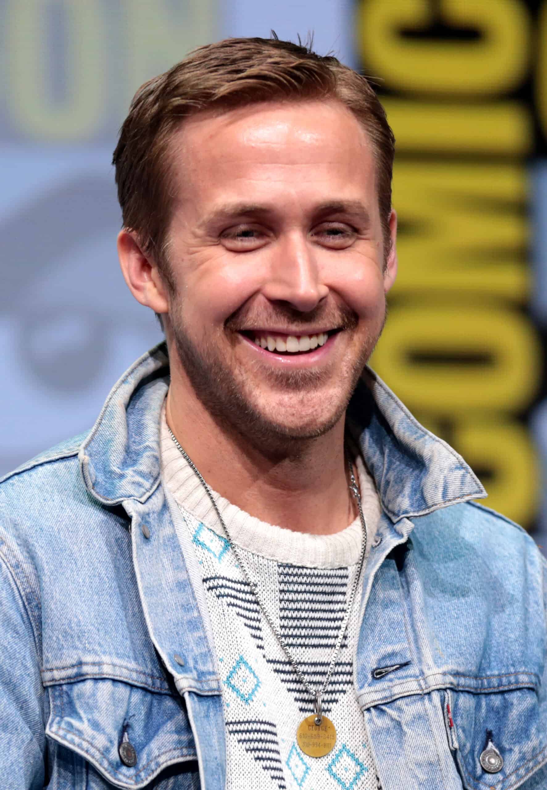 Ryan Gosling wearing a denim jacket