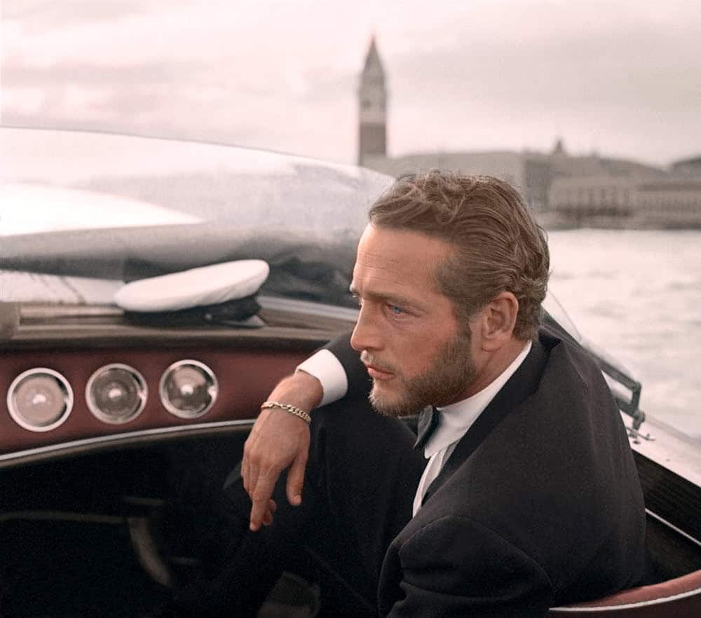 Paul Newman in a boat