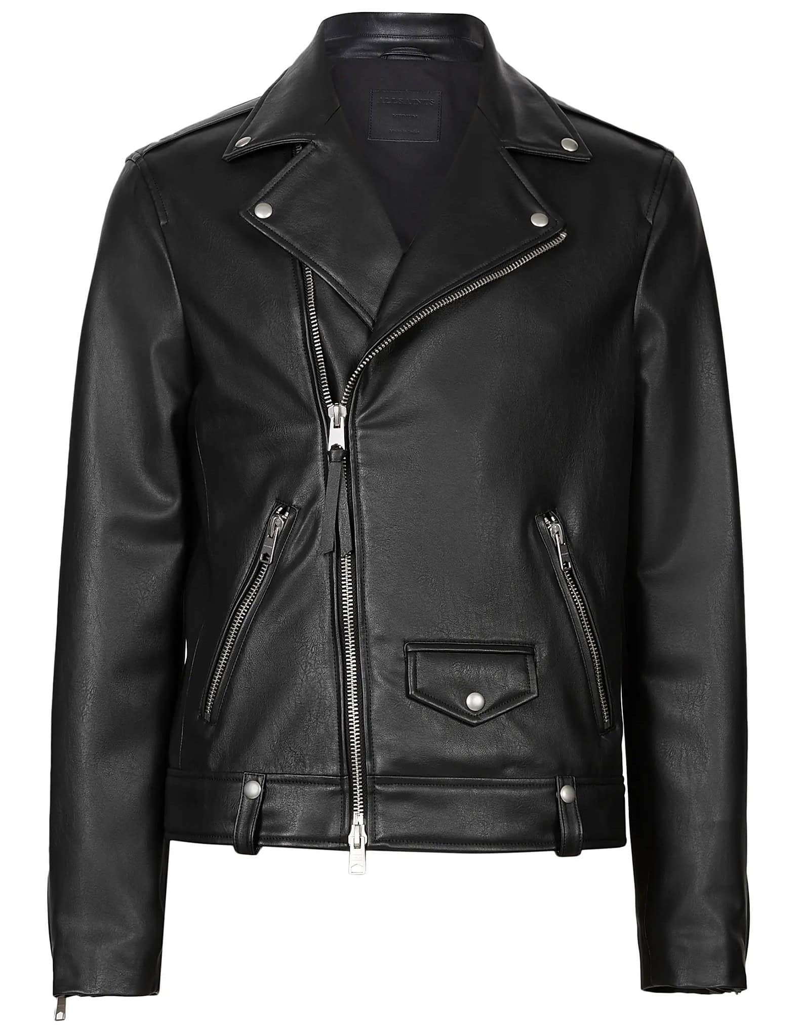 AllSaints Milo Asymmetric Zip Leather Biker Jacket