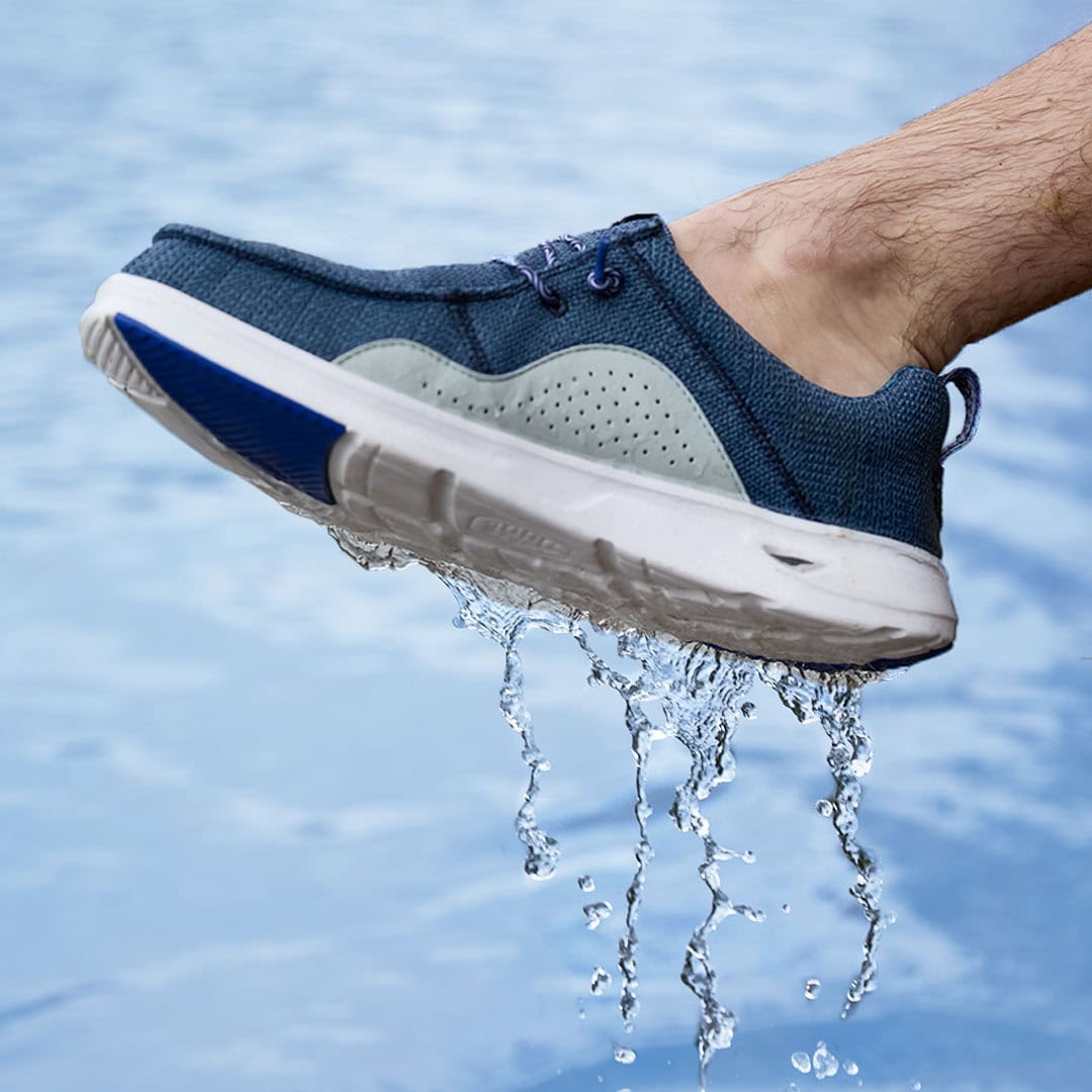 Heydude Shoes with dripping water from it