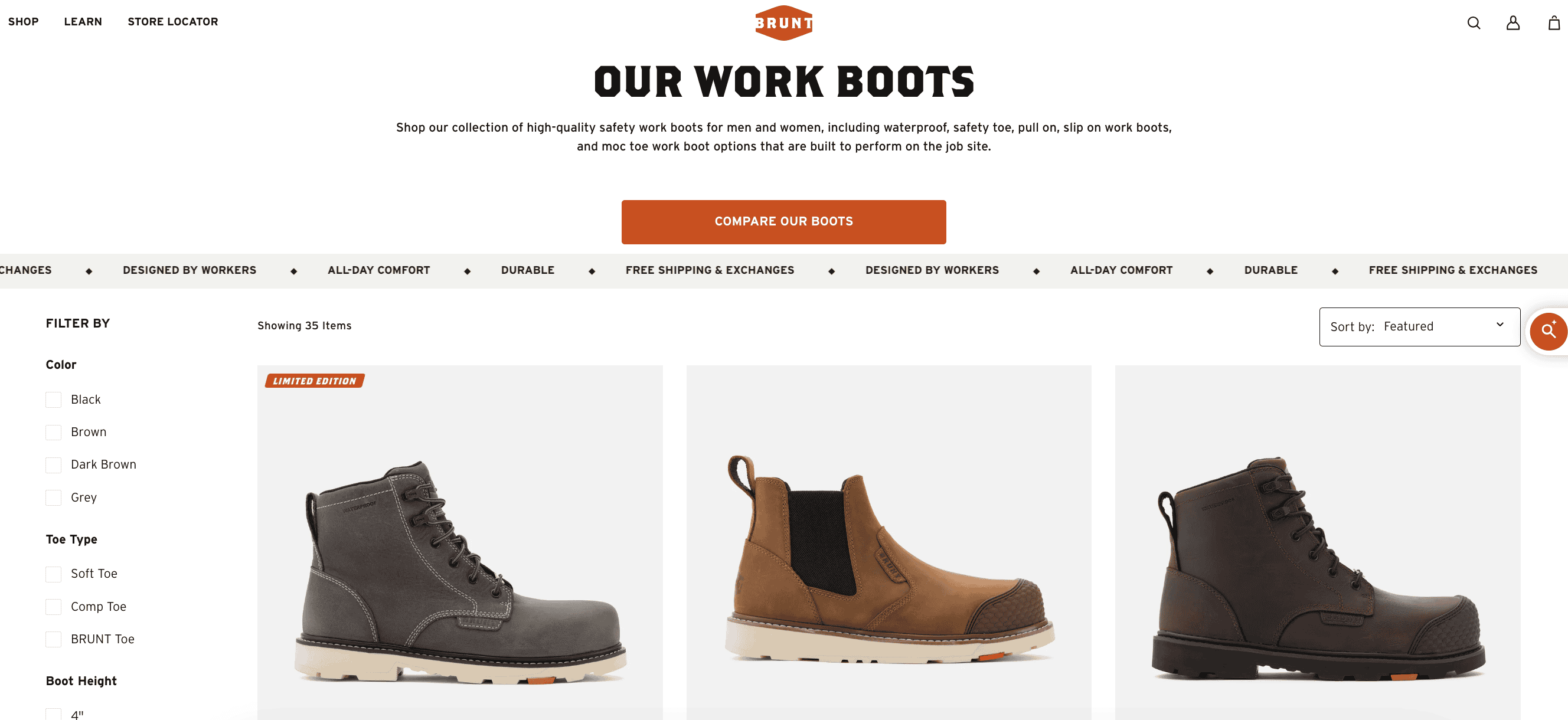 Brunt boots best sellers page