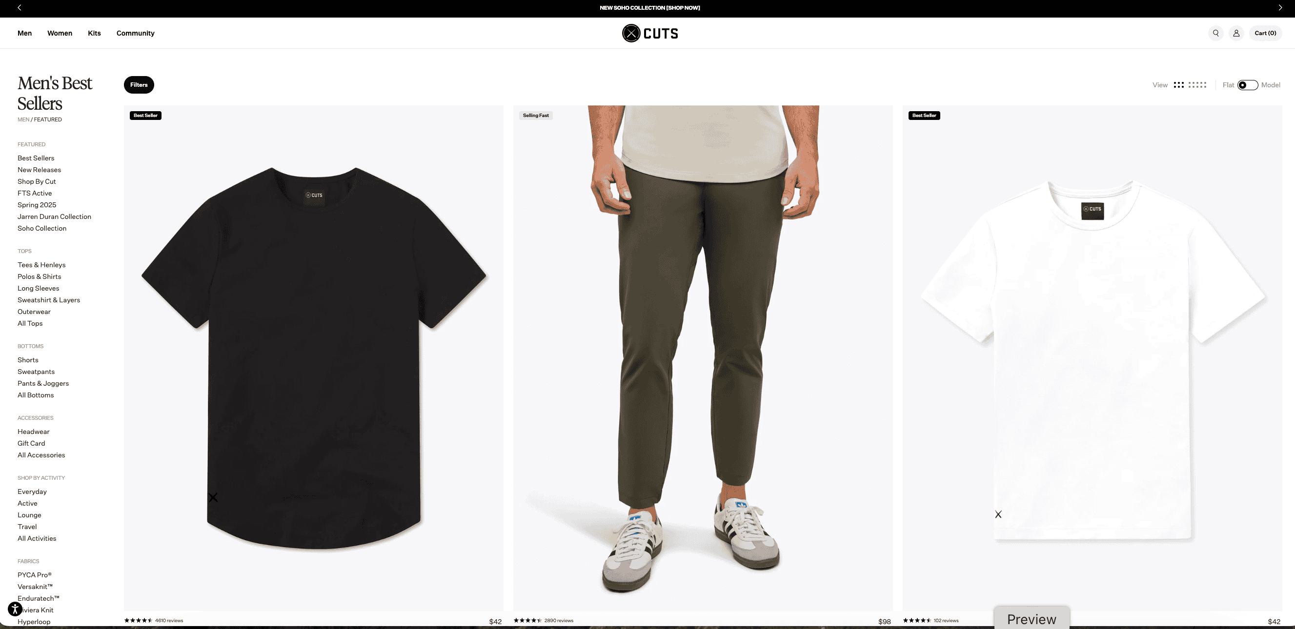 Cuts Men's shopping page