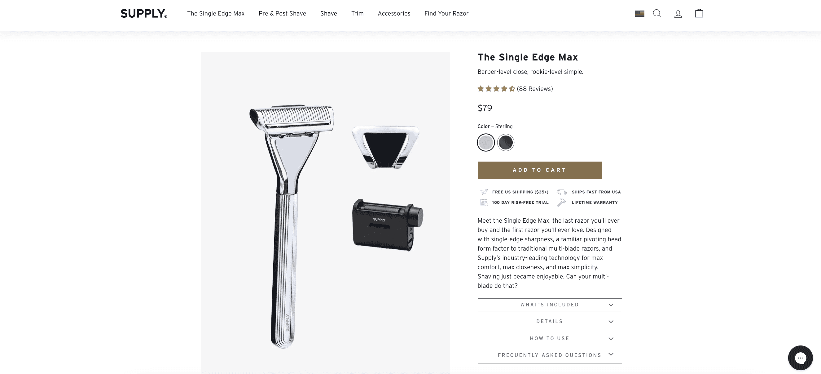 Supply razor the single edge max product page