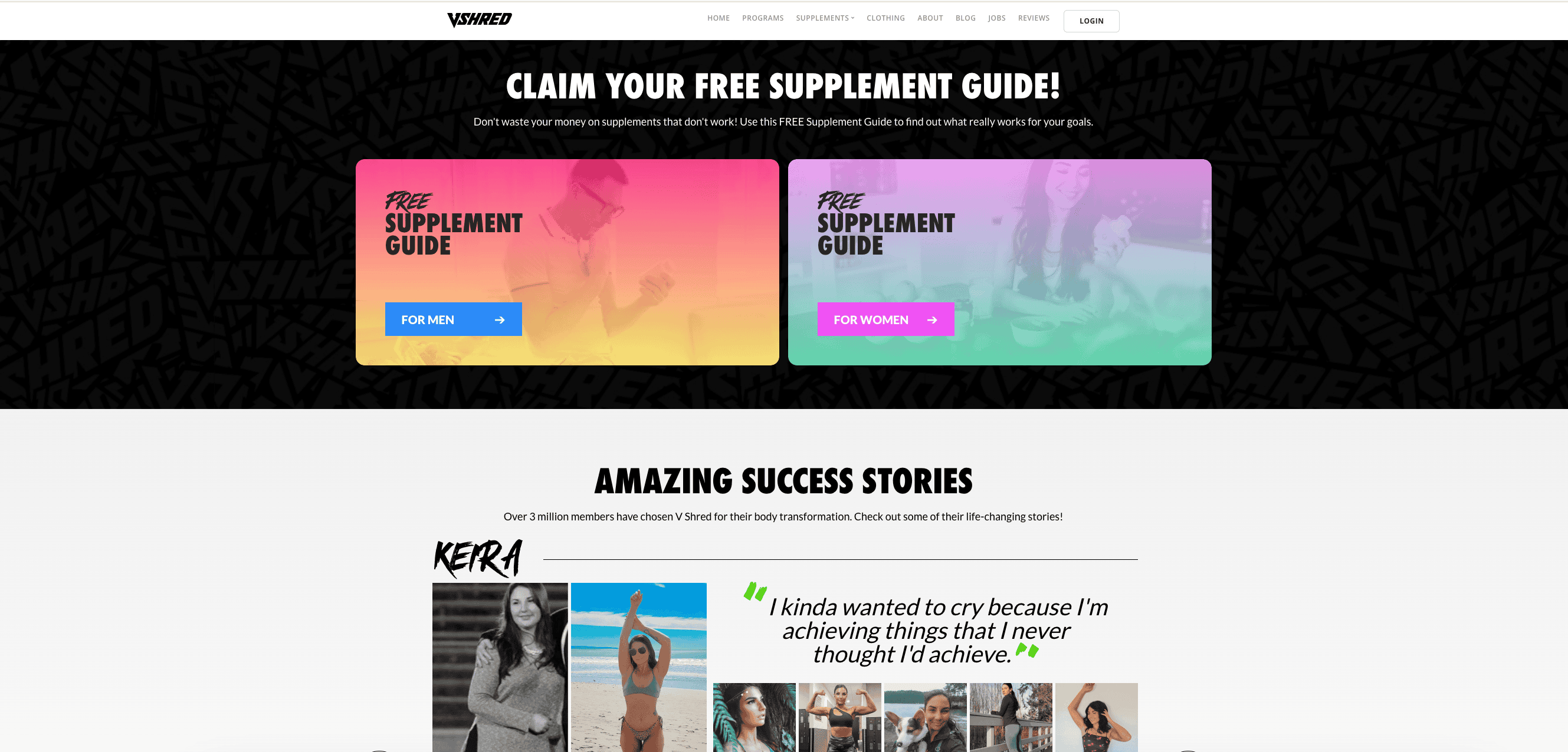 Image of V Shred homepage to supplement this vshred reviews