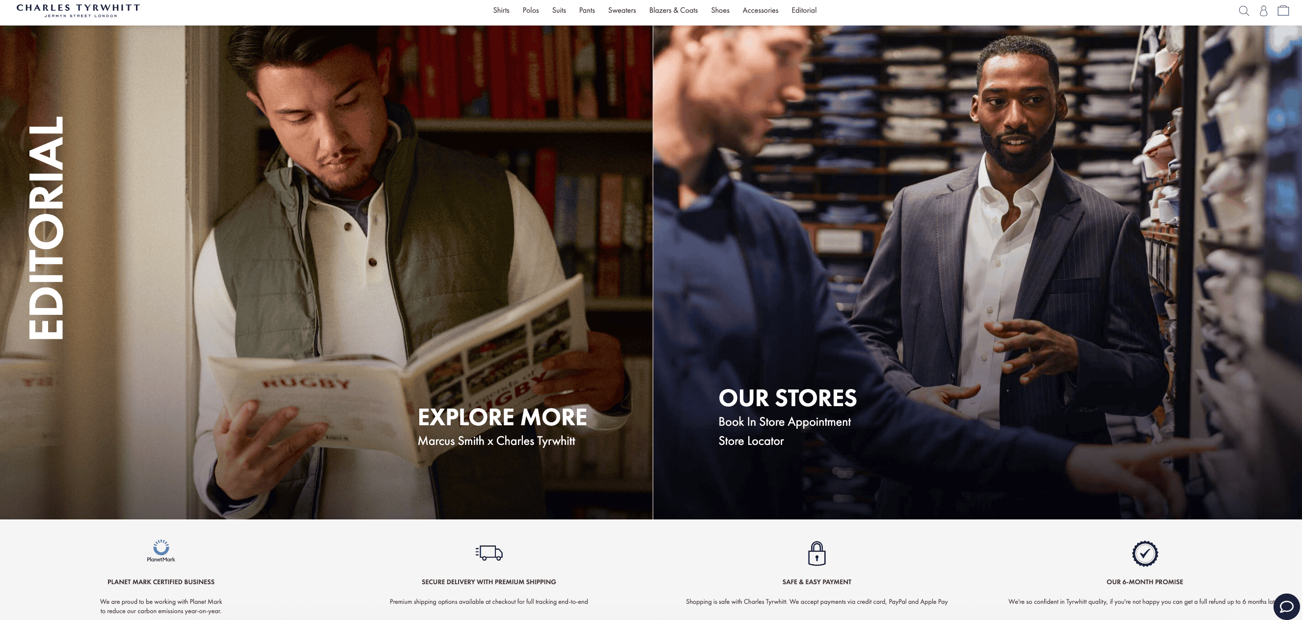 Charles Tyrwhitt homepage