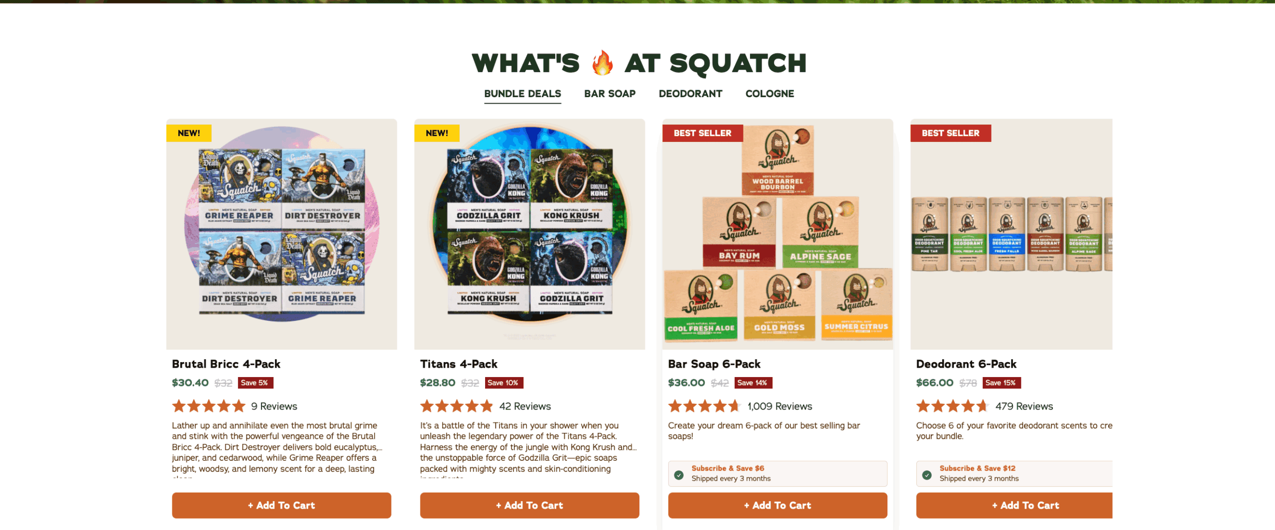 Dr Squatch best sellers page