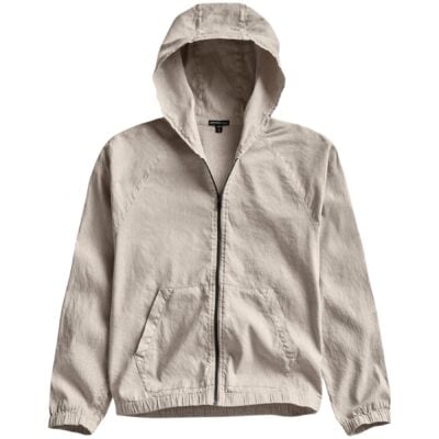 James Perse Linen Blend Zip Front Hoodie