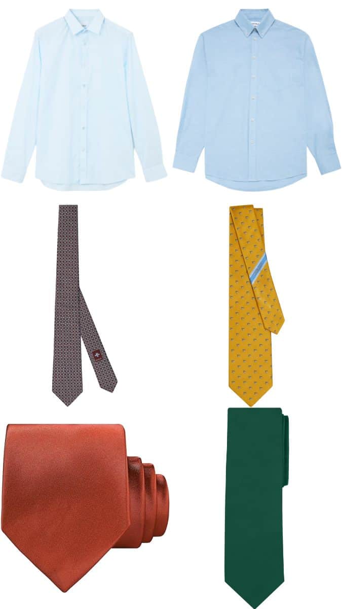 Men's Light/Sky Blue Shirt and Tie Combinations