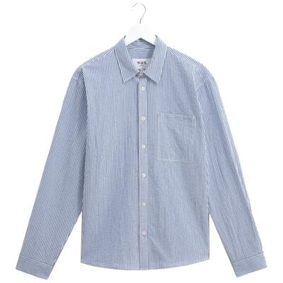 Wax London Rove Striped Cotton Seersucker Shirt