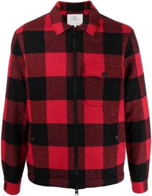 Woolrich Overshirt in Recycled Italian Wool Blend with Sherpa Lining