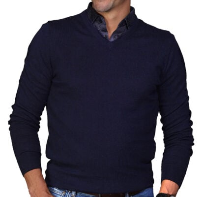 Collars & Co. Luxury Touch Cotton and Cashmere V-Neck Sweater