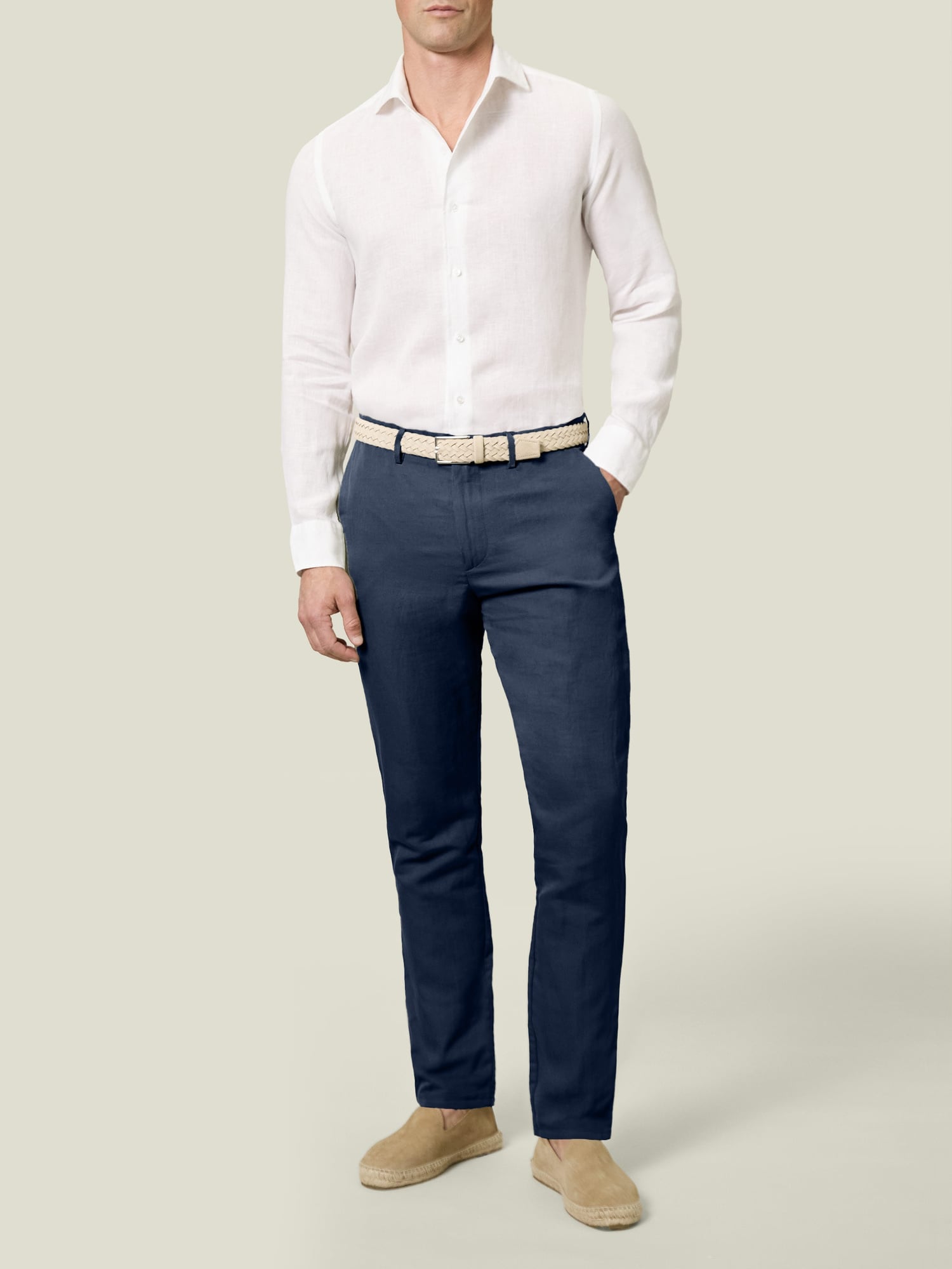 Luca Faloni Midnight Blue Linen Trousers