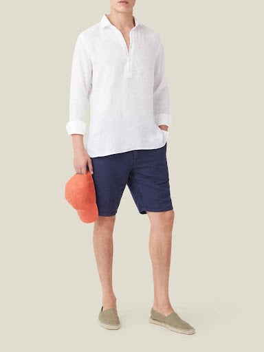 Outfit 6 - White Popover with Navy Shorts