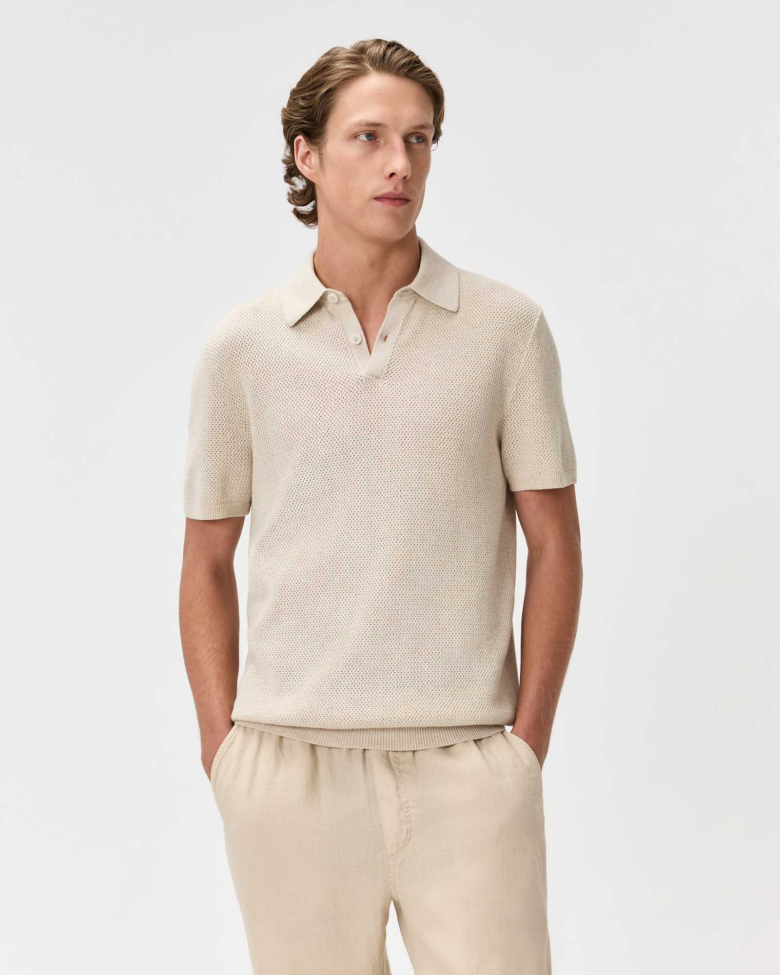 Quince Mesh Stitch Organic Cotton Sweater Polo