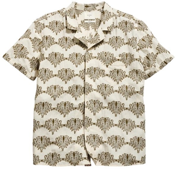 Billy Reid Short Sleeve Botanical Jacquard Camp Shirt