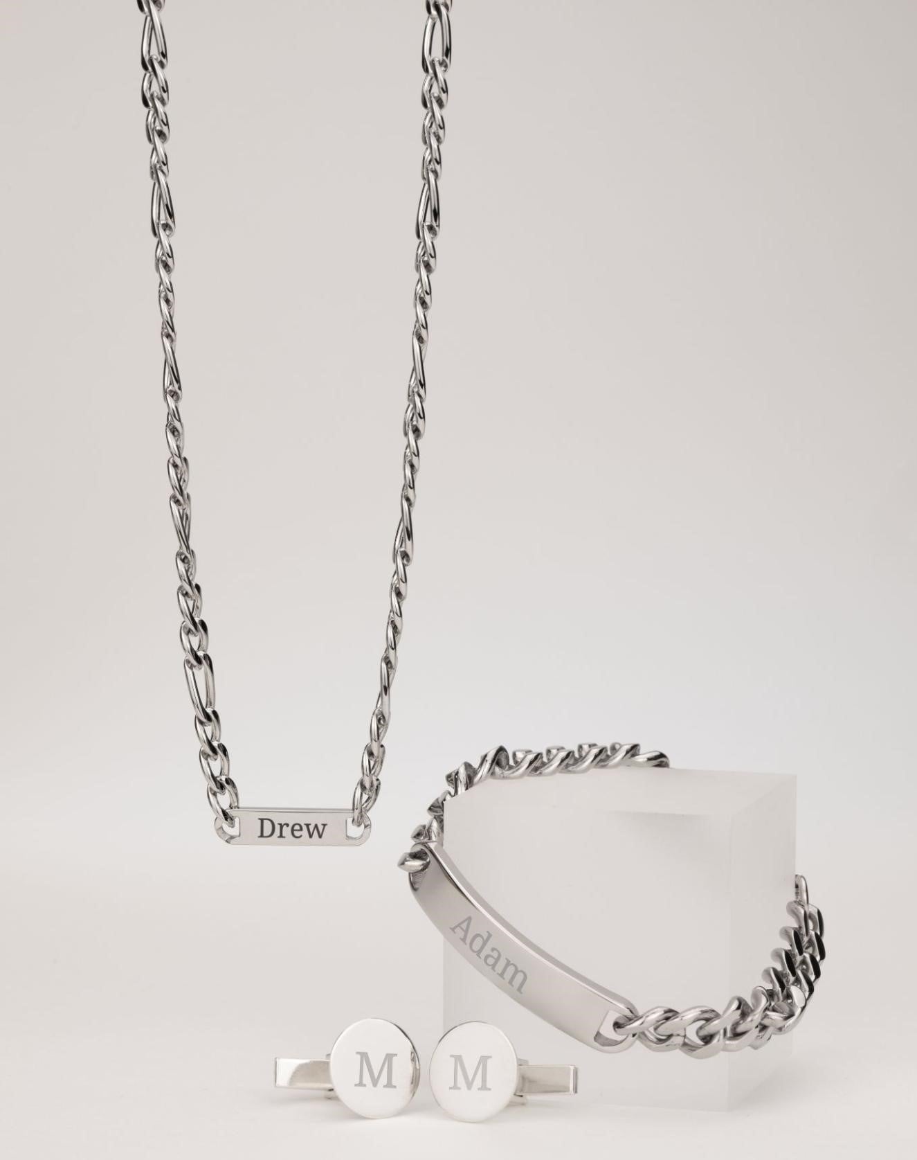 Jewlr Figaro Chain with 1-5 Engravable Bars