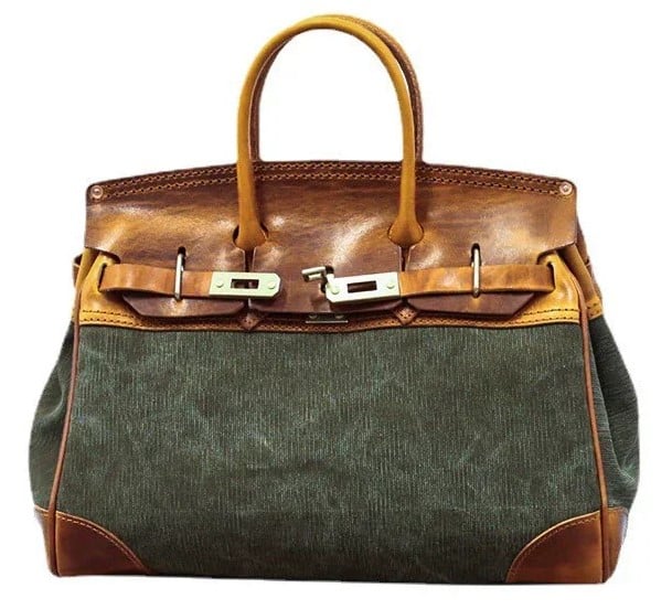 Atorie Canvas and Leather Top Handle Bag