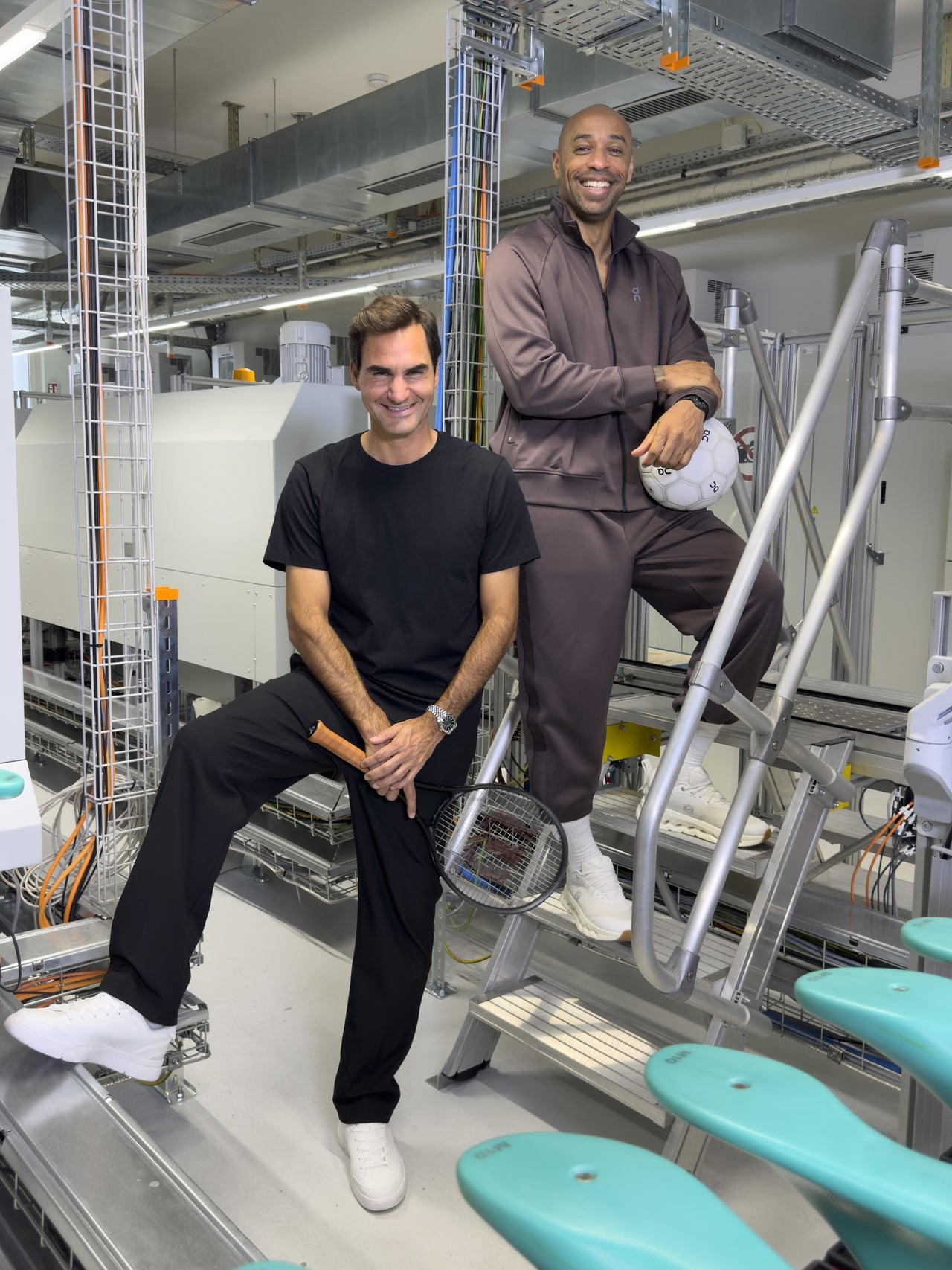 Kylian Mbappé, Thierry Henry and Sydney Schertenleib photographed by Juergen Teller at On Labs in Zurich.