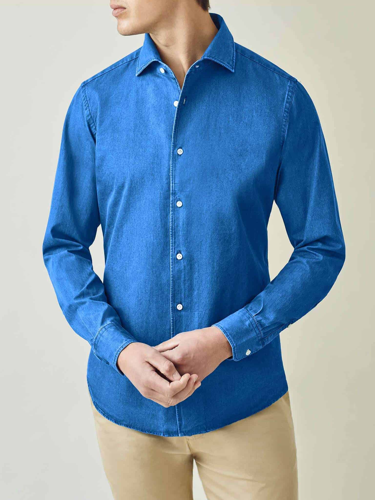 Luca Faloni Blue Denim Shirt